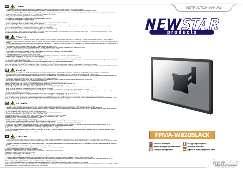 First page image of the manual for FPMA-W820BLACK