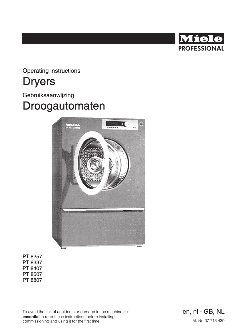 First page image of the manual for PT 8507