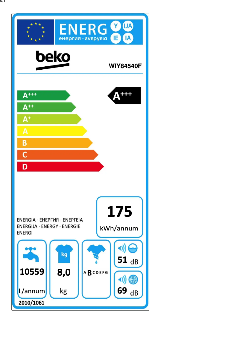 First page image of the manual for WIY84540F