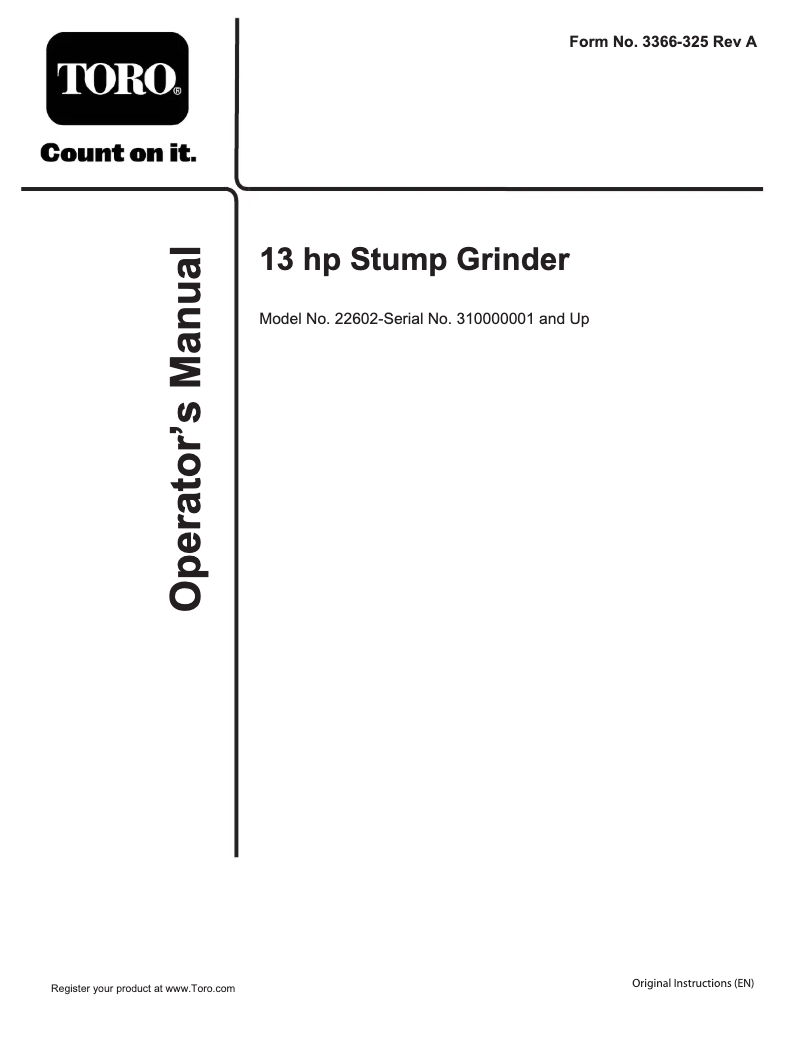Page 1 of the manual User Manual Toro 22602