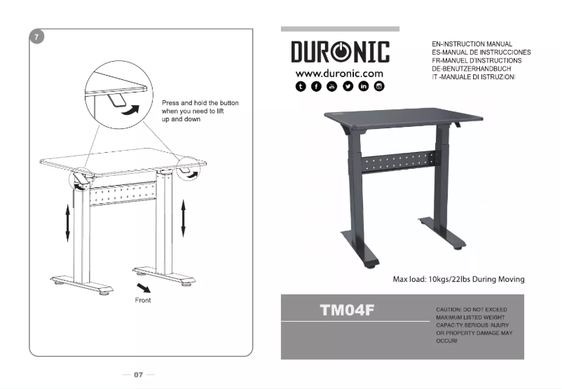Page 1 of the manual User Manual Duronic TM04F