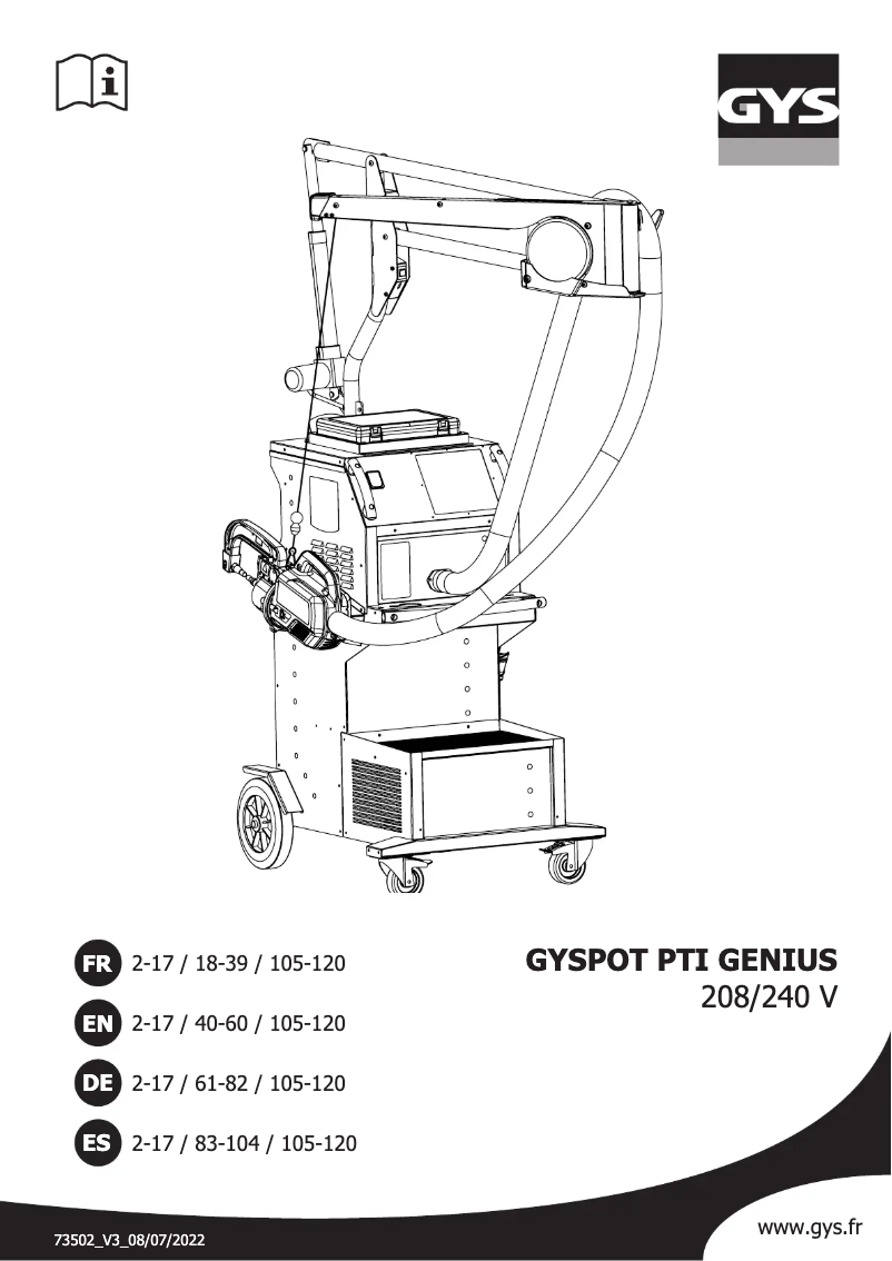 First page image of the manual for Gyspot PTI Genius 220V