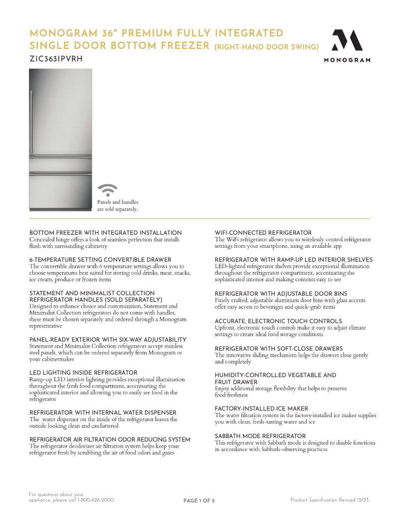 First page image of the manual for ZIC363IPVRH