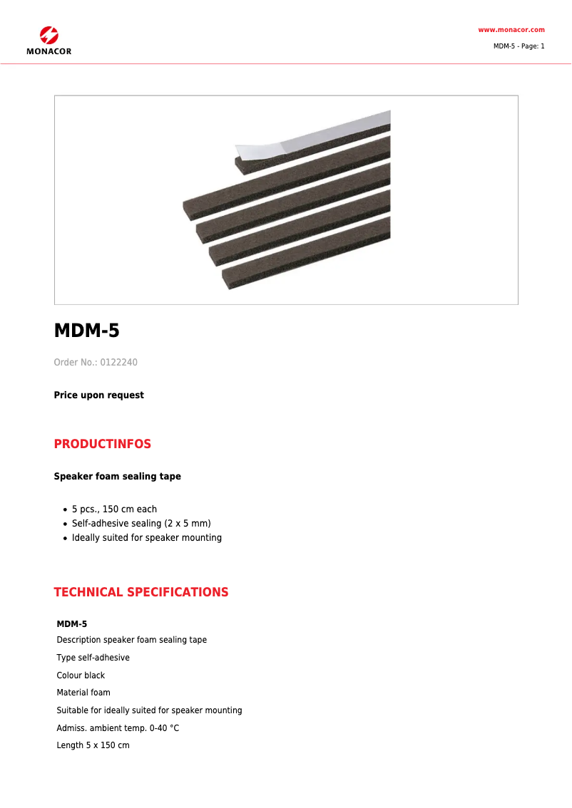 First page image of the manual for MDM-5
