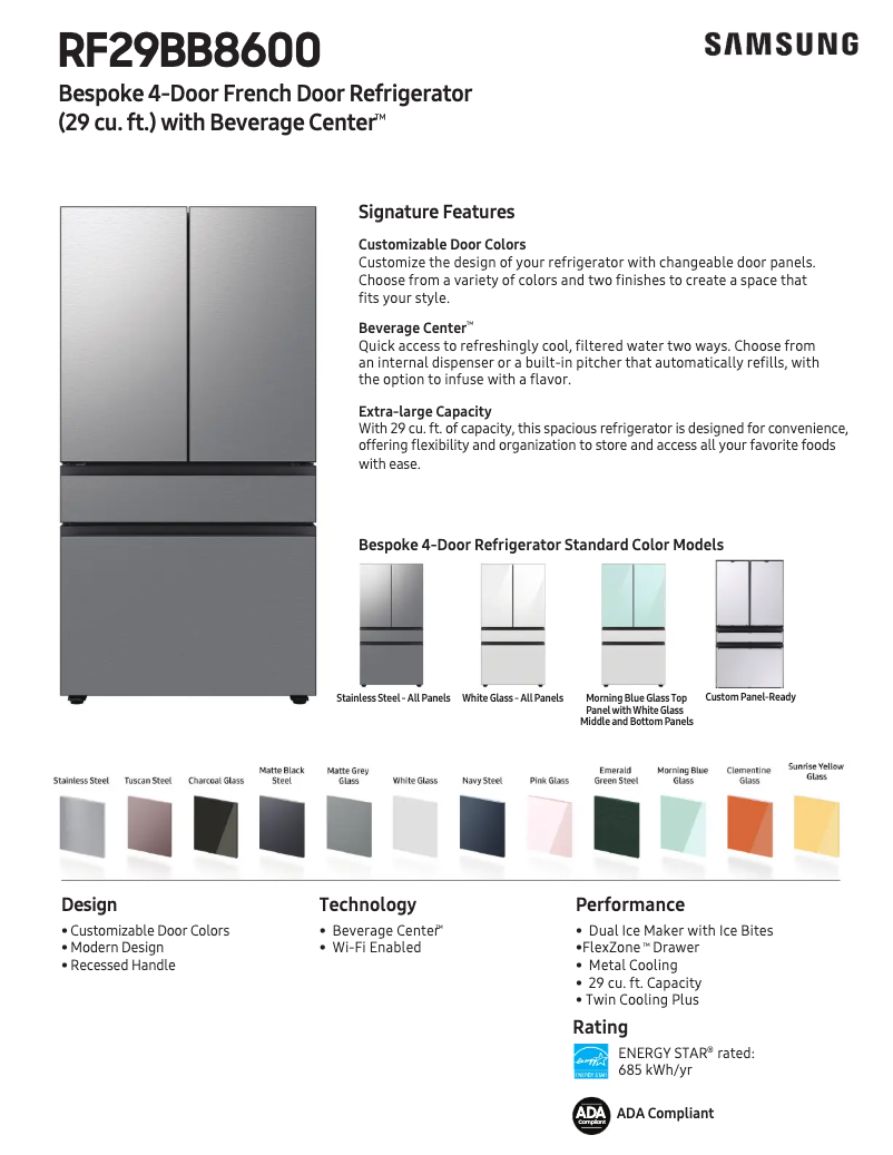 First page image of the manual for RF29BB8600QL