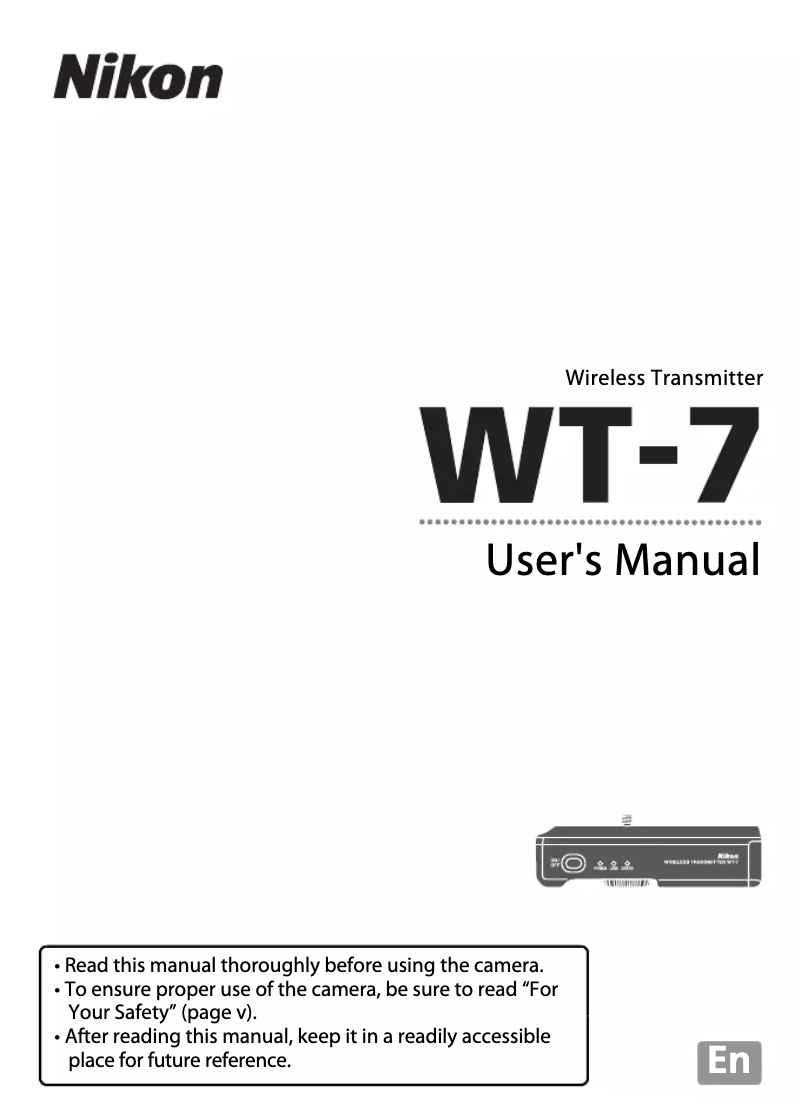 Page 1 of the manual User Manual Nikon WT-7A