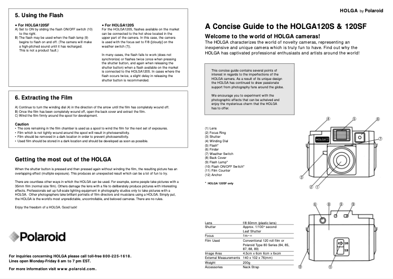 Page 1 of the manual User Manual Holga 120SF