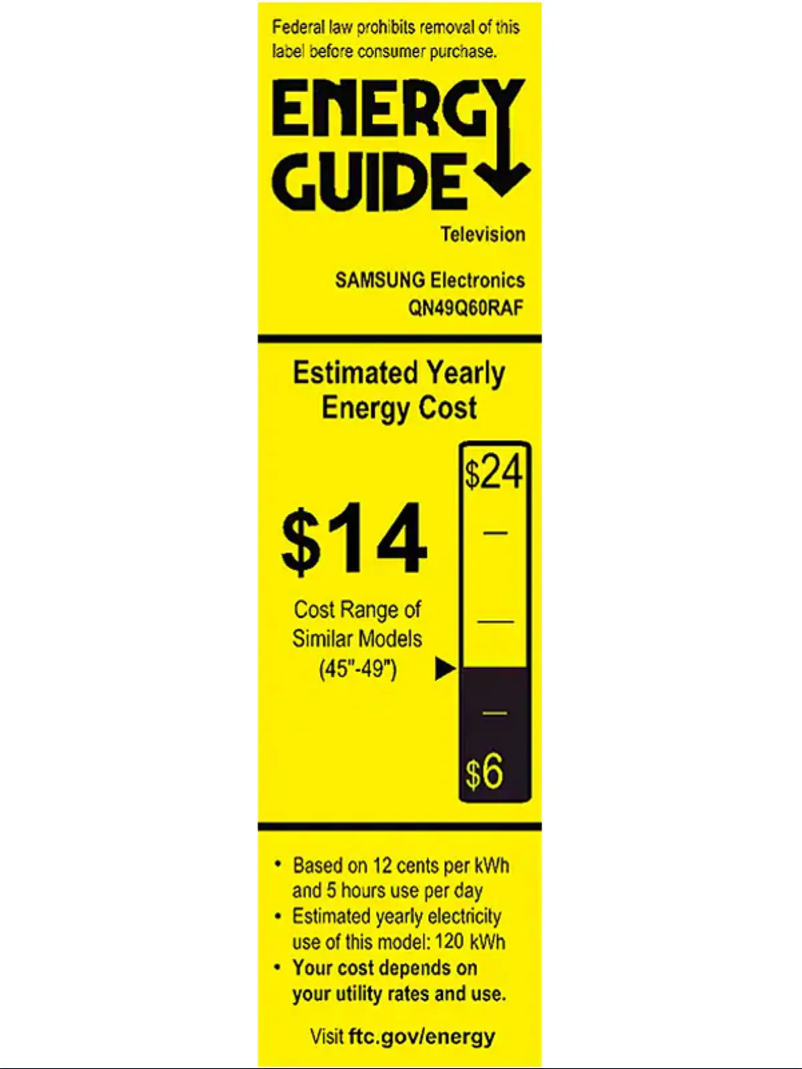 Page 1 of the manual Energy Label Samsung QN49Q60RAFXZA