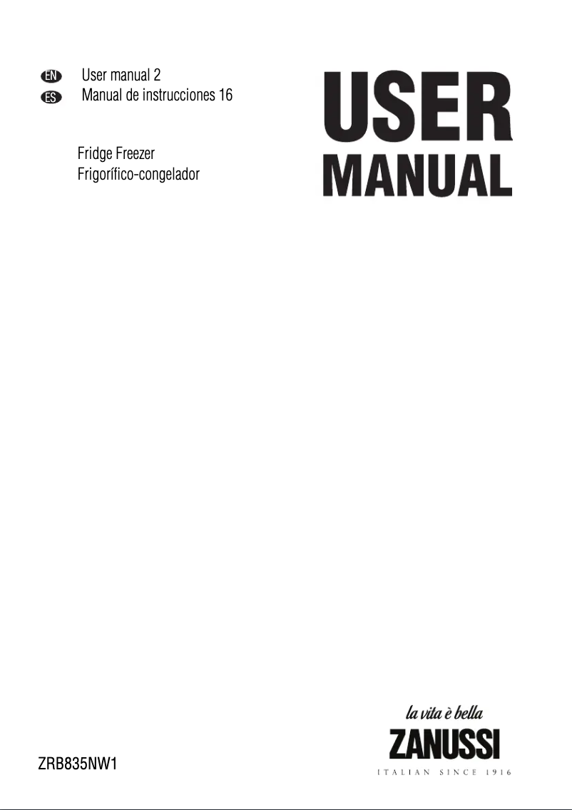 Page 1 of the manual User Manual Zanussi ZRB 835 NW