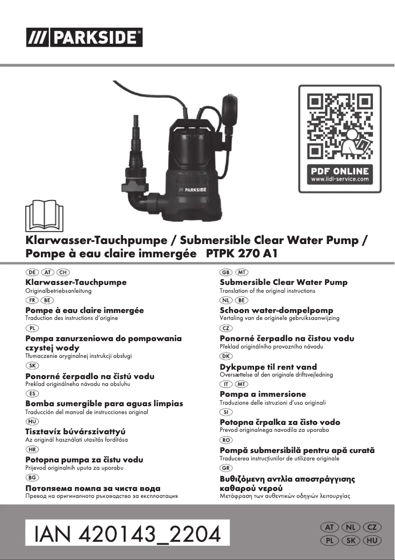 Page 1 of the manual User Manual Parkside PTPK 270 A1