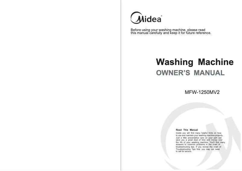 Page 1 de la notice Manuel utilisateur Midea MFW-1250MV2