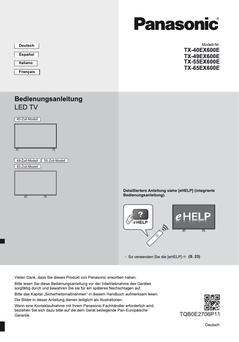First page image of the manual for TX-40EX600E