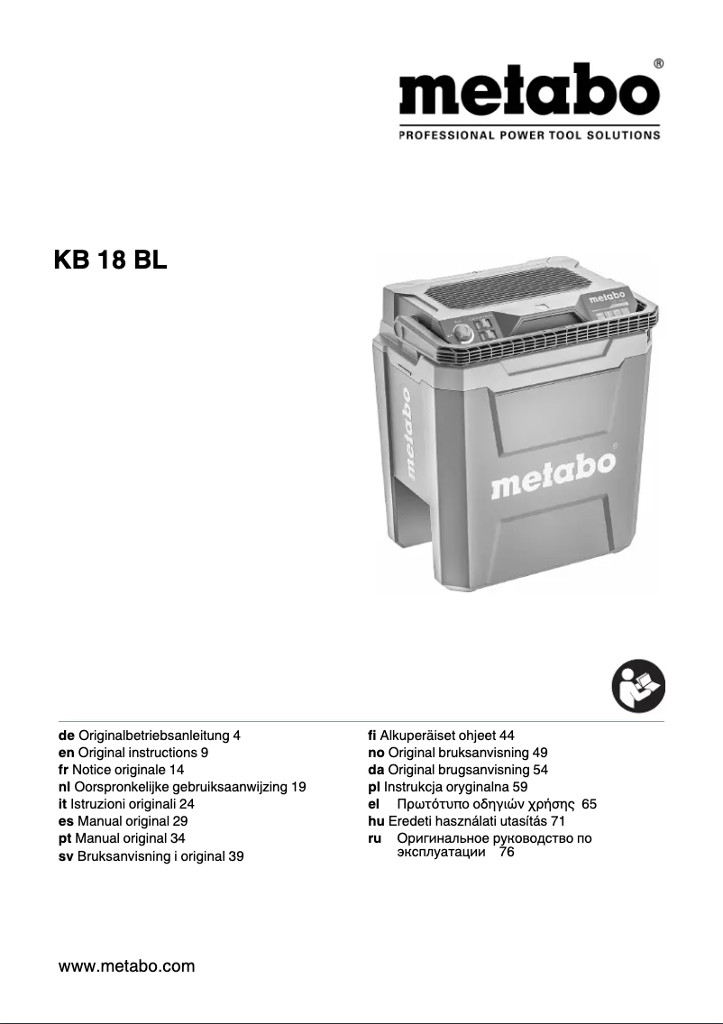 First page image of the manual for KB 18 BL