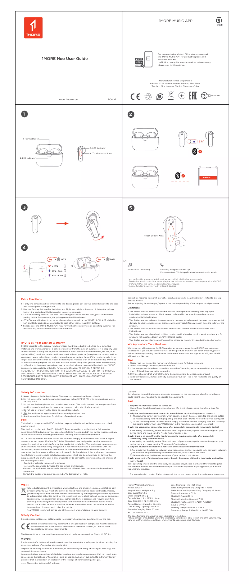 Page 1 of the manual User Manual 1More NEO