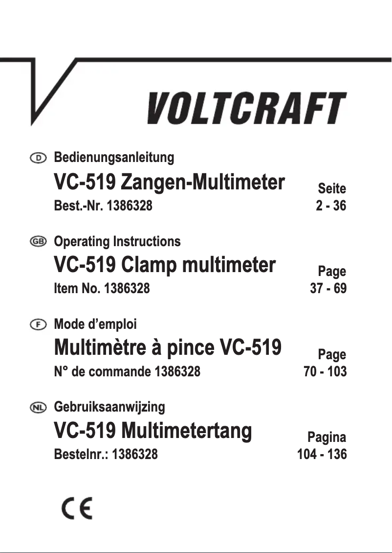 Page 1 of the manual User Manual Voltcraft VC-519