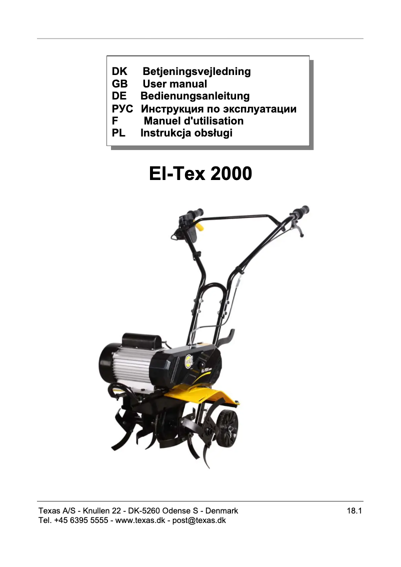 Page 1 of the manual User Manual Texas El-Tex 2000