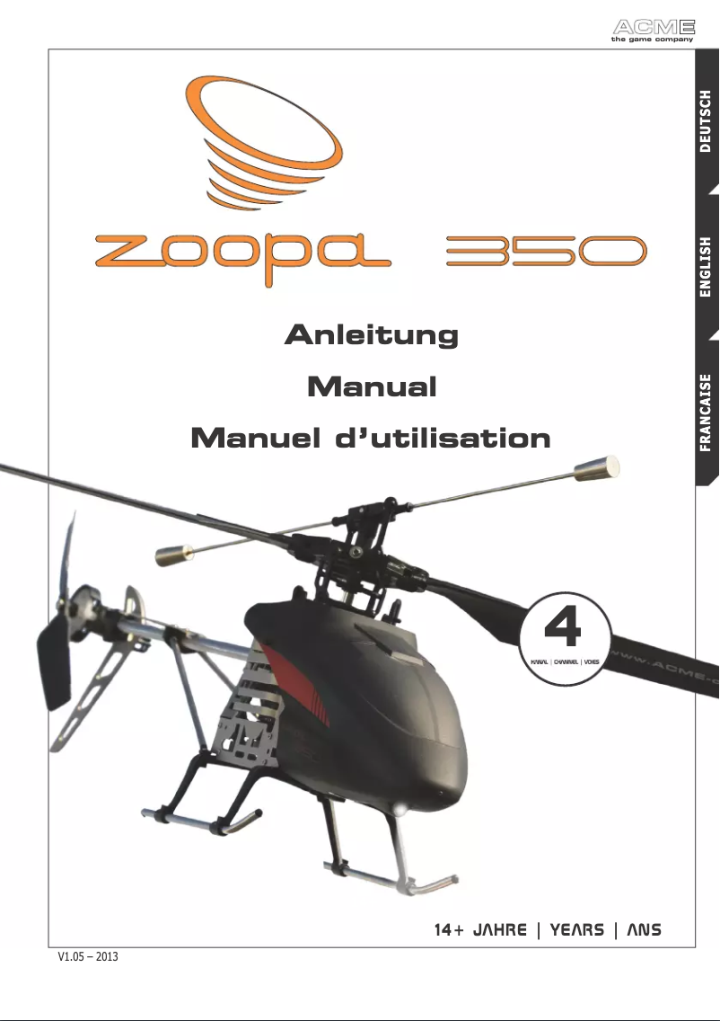 Image de la première page du manuel de l'appareil zoopa 350