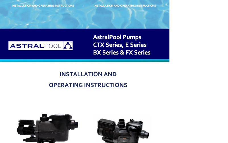 Page 1 of the manual User Manual AstralPool CTX 360