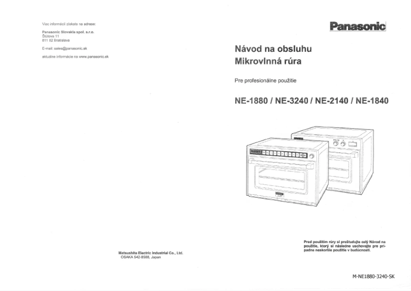 Page 1 of the manual User Manual Panasonic NE-1840