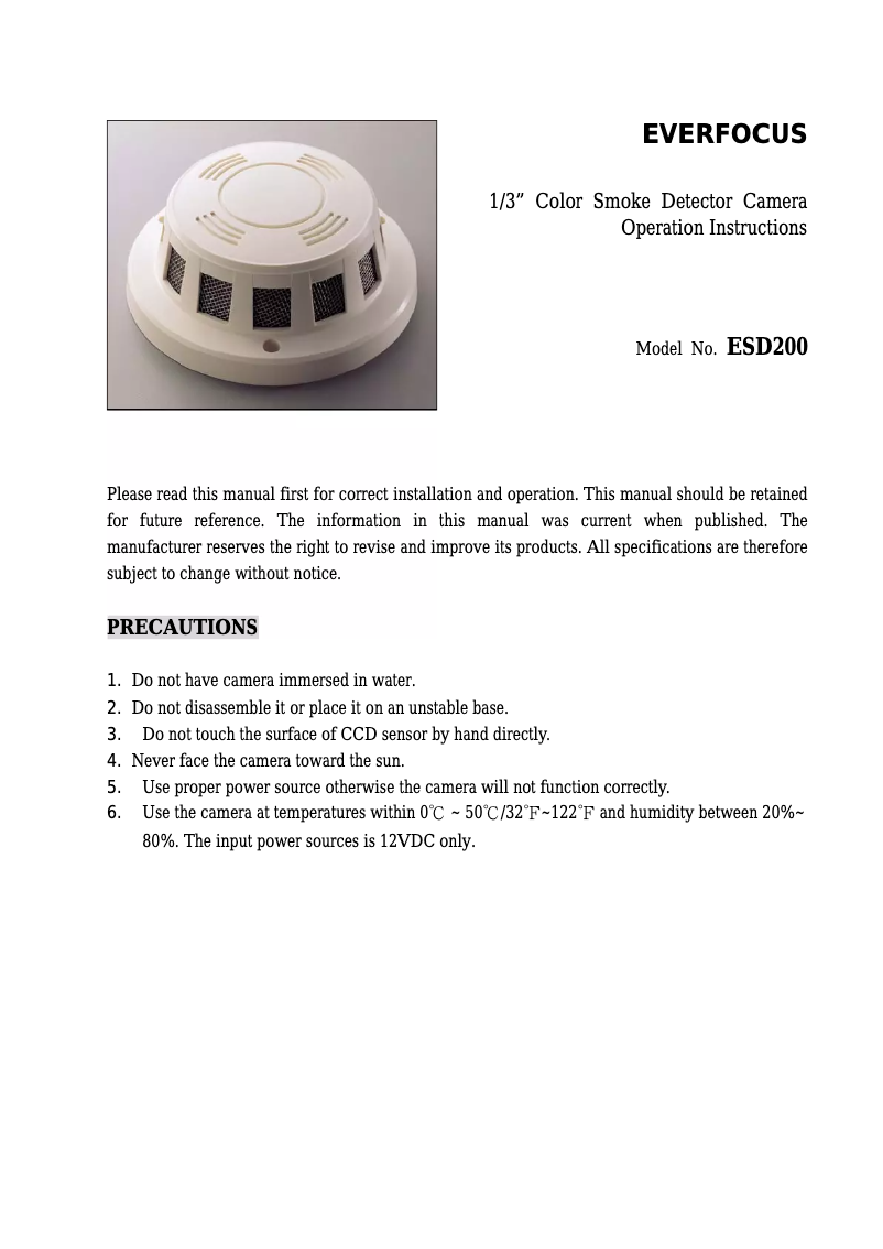 Page 1 of the manual User Manual EverFocus ESD200