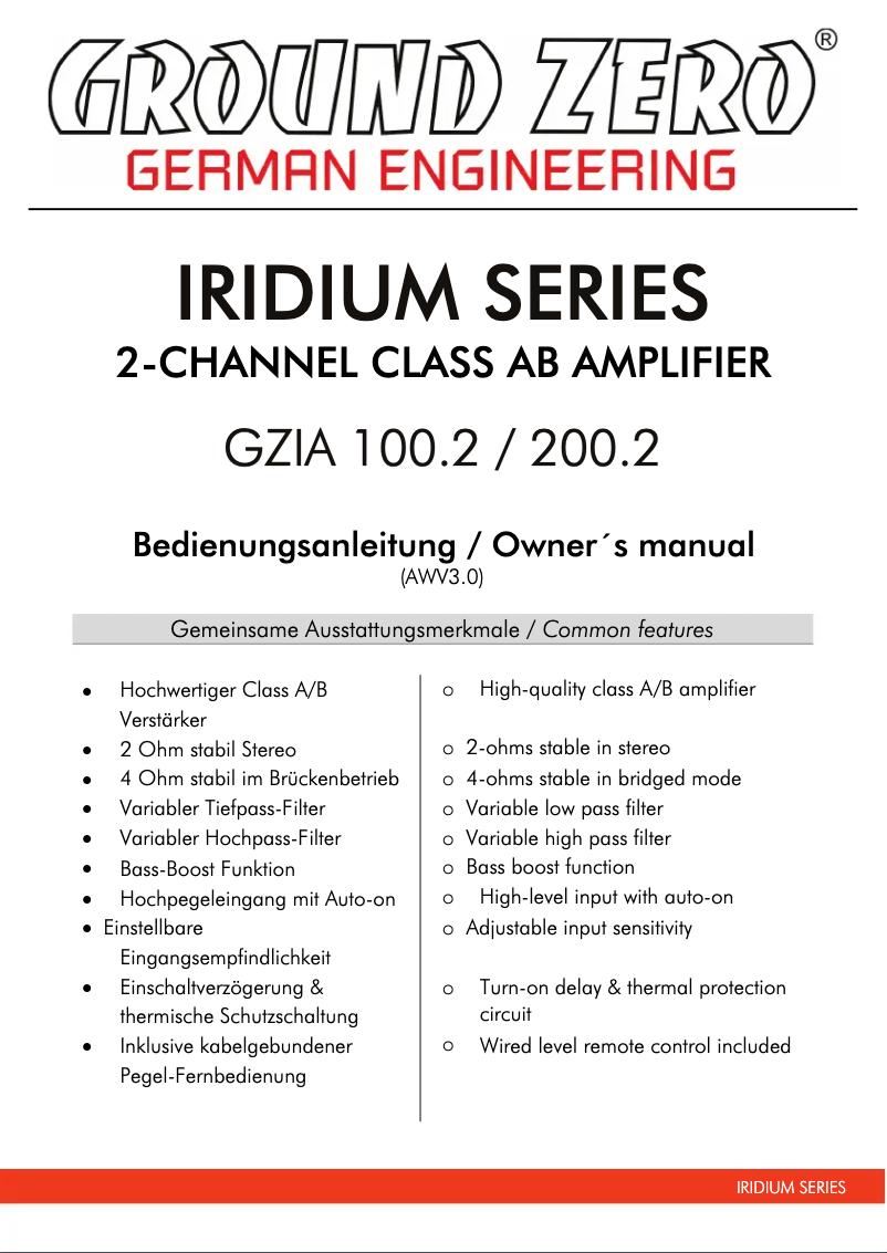 First page image of the manual for GZIA 200.2