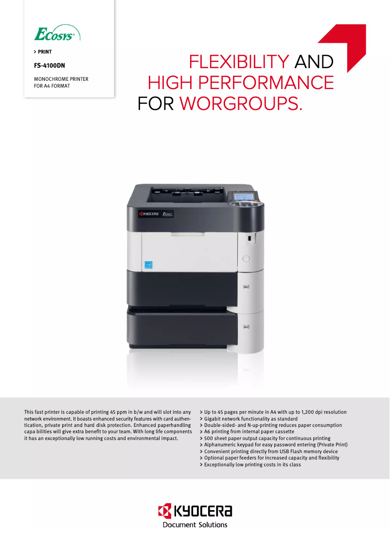 First page image of the manual for FS-4100DN