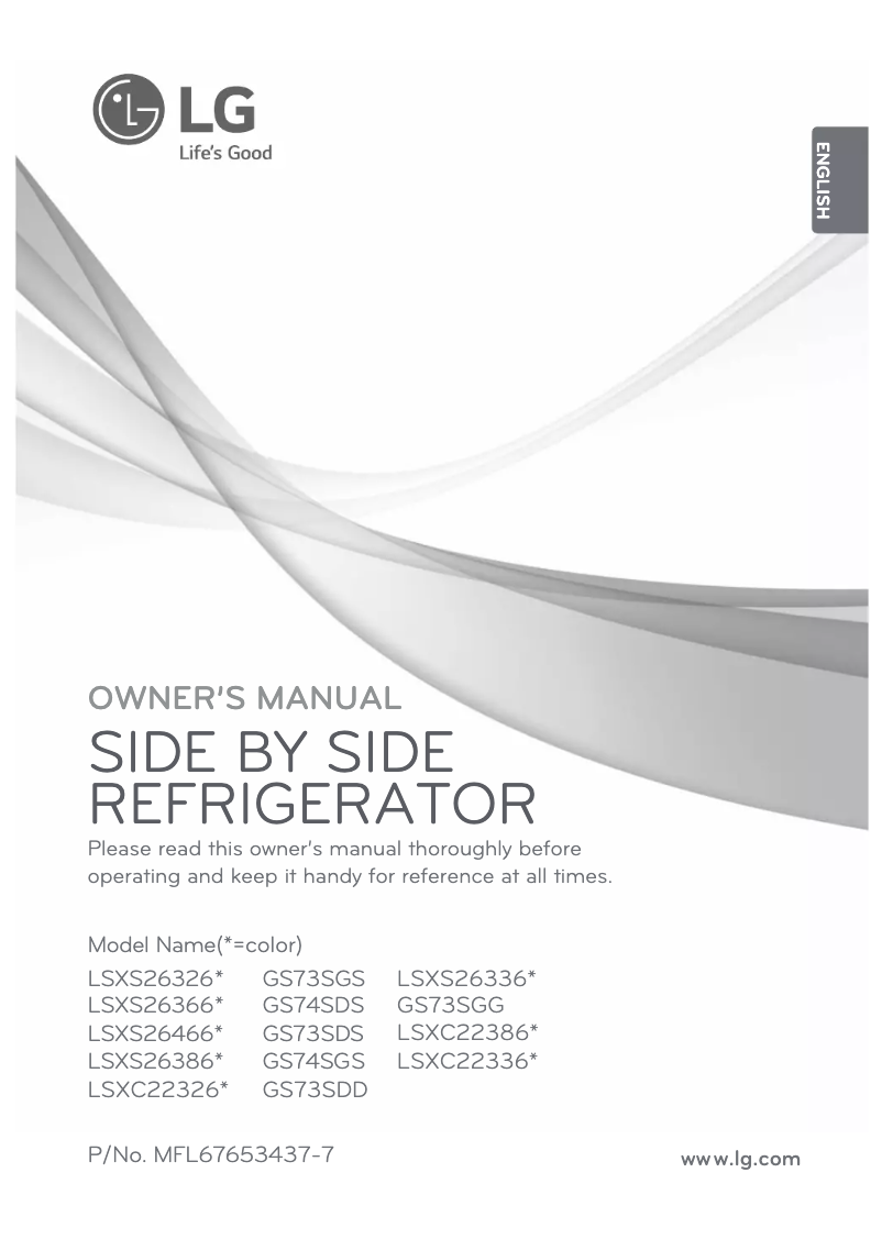 First page image of the manual for LSXC22336S
