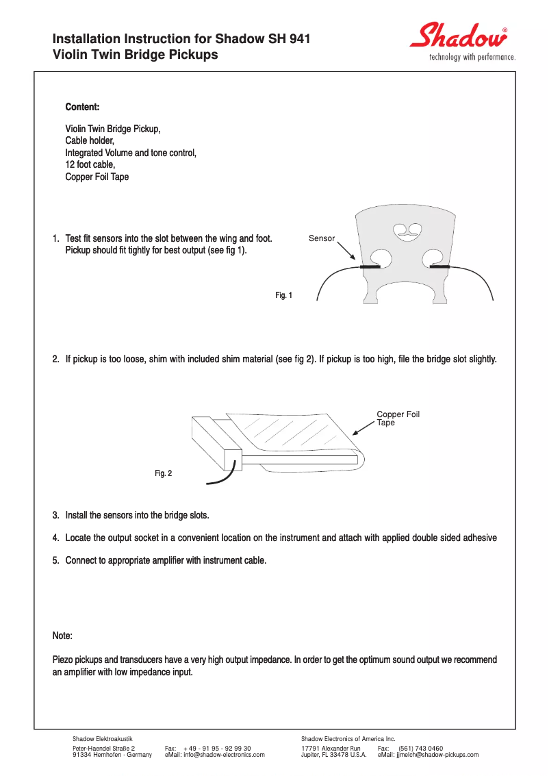 Page 1 of the manual User Manual Shadow SH 941