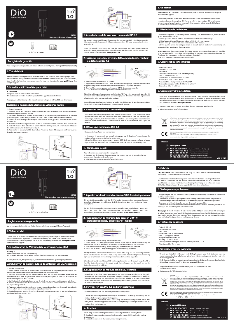 Page 1 of the manual User Manual DiO 54790
