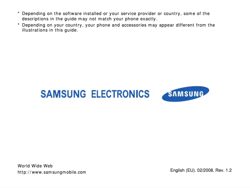 First page image of the manual for SGH-I450B