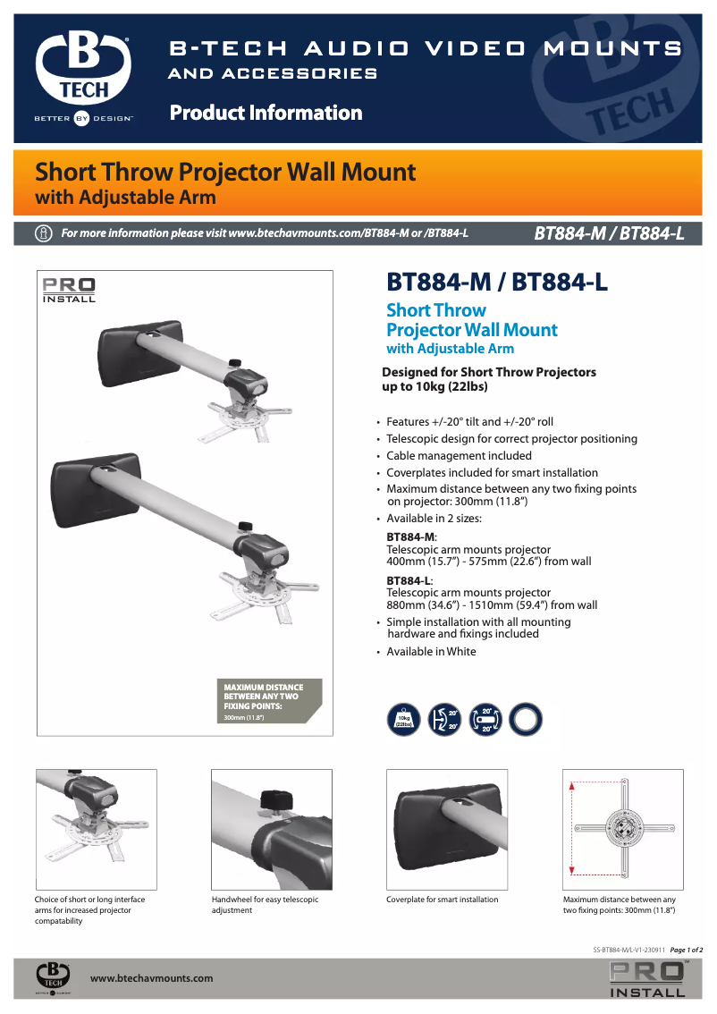 First page image of the manual for BT884-L