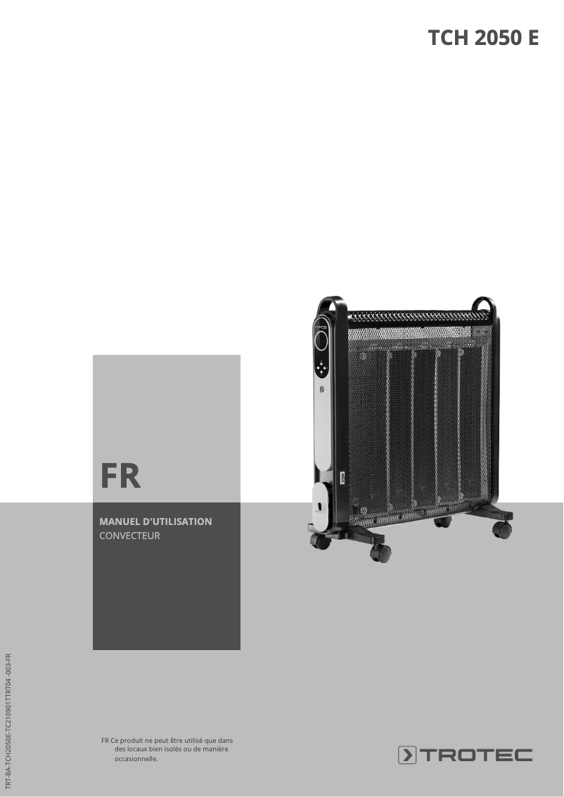 First page image of the manual for TCH 2050 E