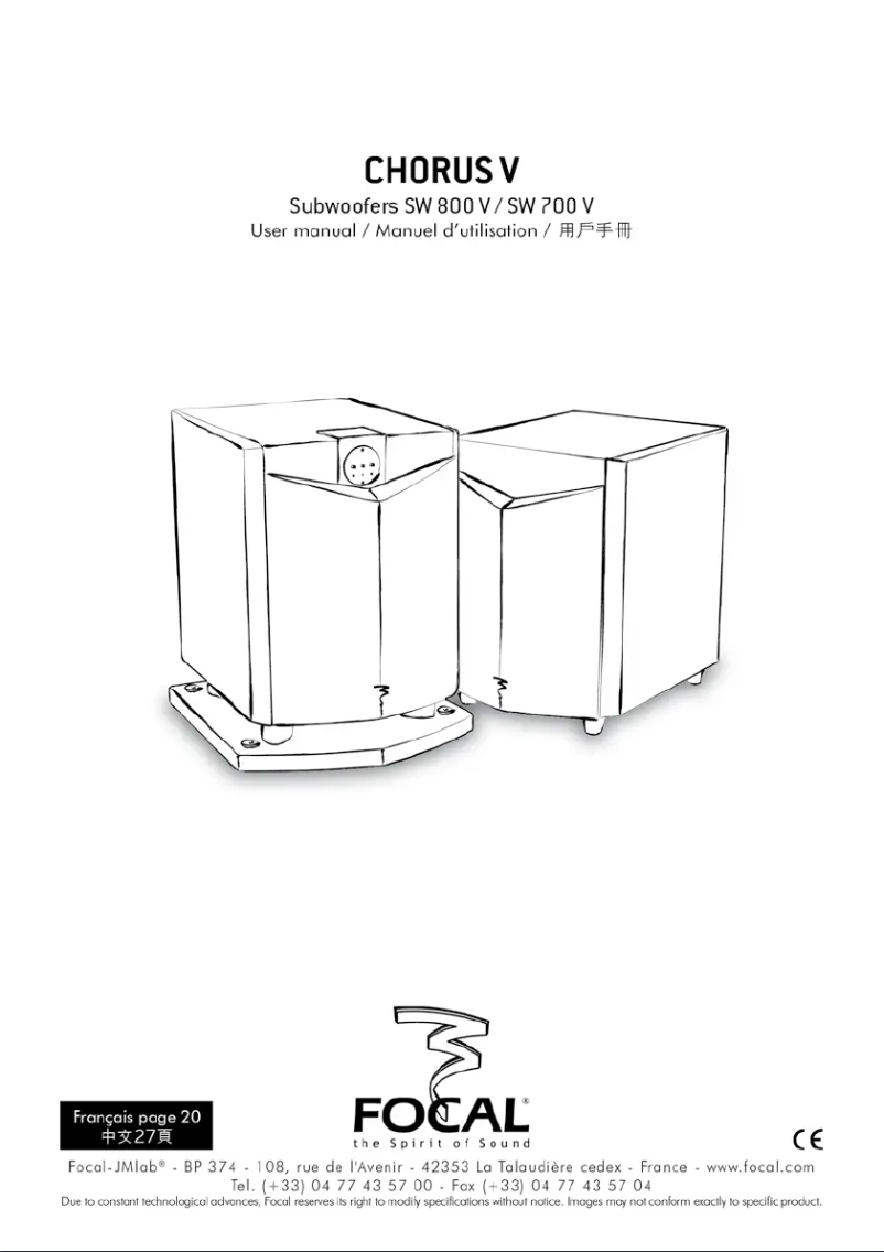 First page image of the manual for Chorus SW 800 V