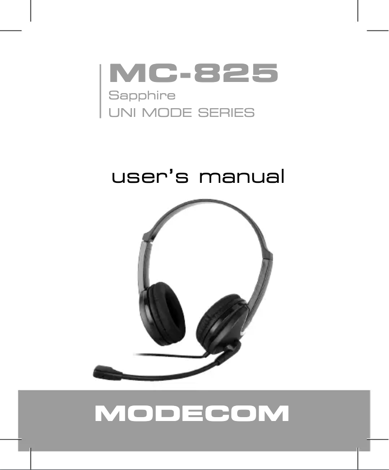 Page 1 of the manual User Manual ModeCom MC-825