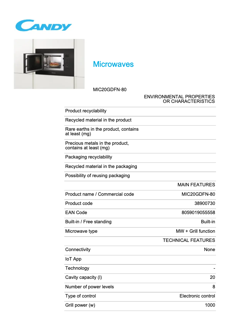 First page image of the manual for MIC20GDFN-80