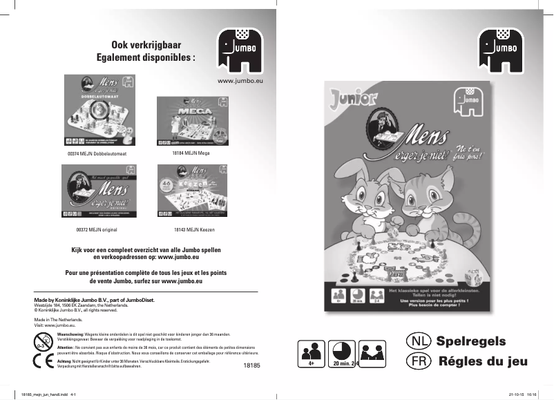 Page 1 of the manual User Manual Jumbo Mens Erger Je Niet Junior