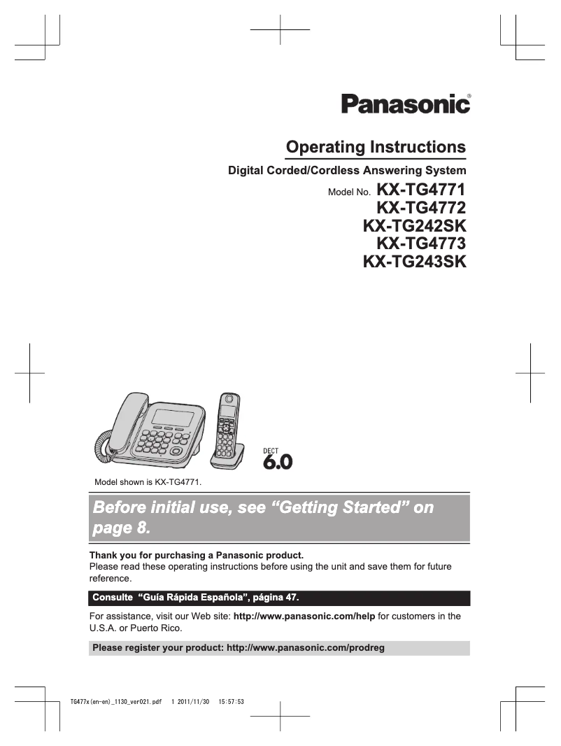 Page 1 of the manual User Manual Panasonic KX-TG4773