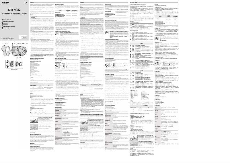 Page 1 of the manual User Manual Nikon Nikkor AF-S DX 18-300mm f/3.5-6.3G ED VR