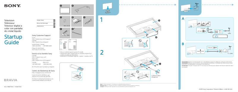 Page 1 of the manual Installation Guide Sony KDL-40W700C
