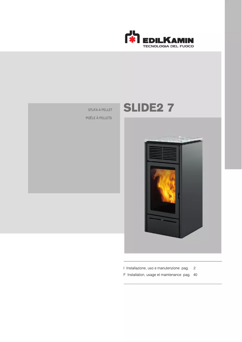 Page 1 of the manual User Manual Edilkamin SLIDE2 7