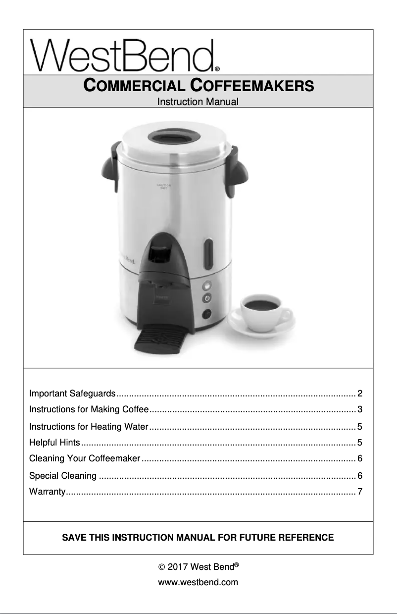 Page 1 de la notice Manuel utilisateur WestBend 54100