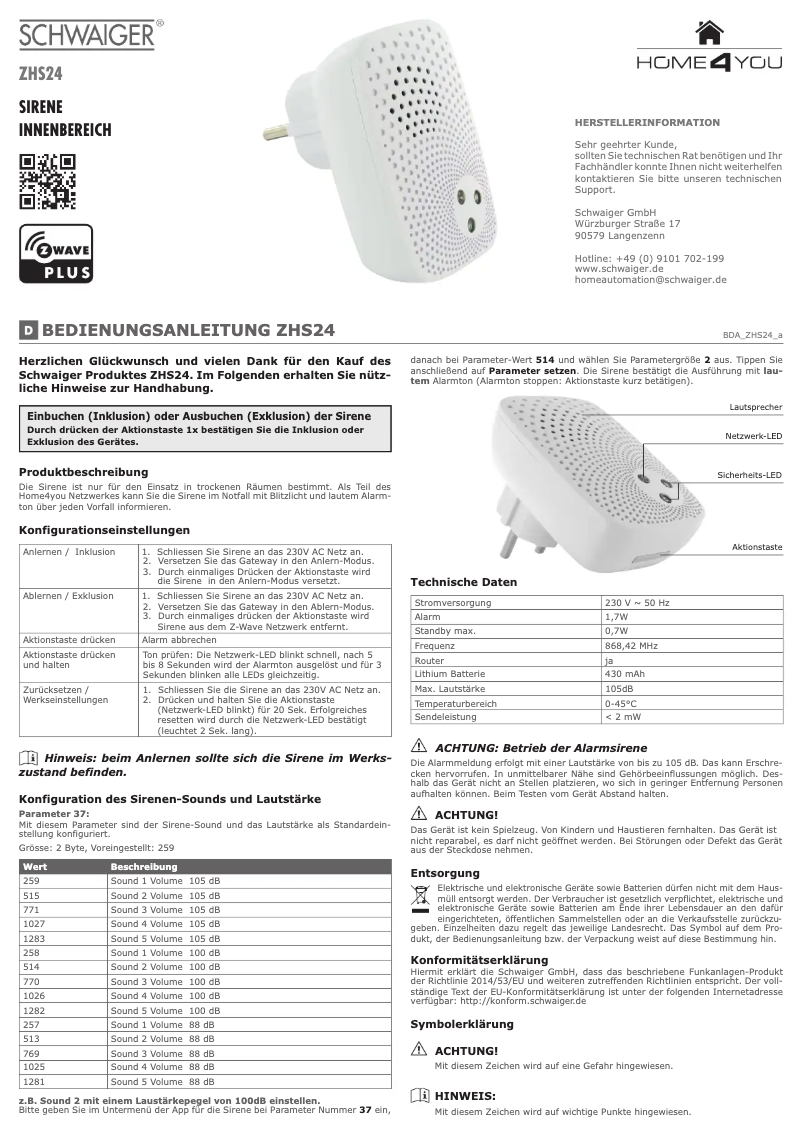 First page image of the manual for ZHS24