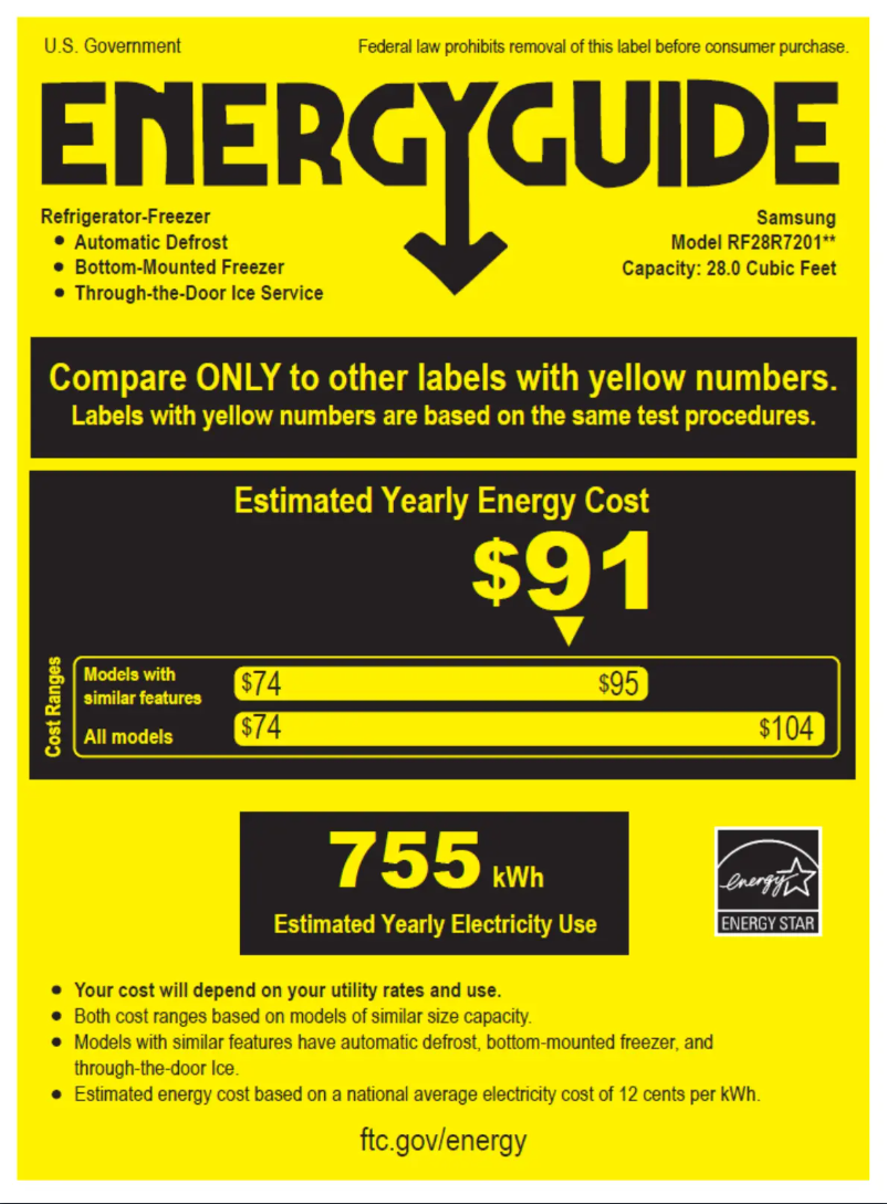 Page 1 of the manual Energy Label Samsung RF28R7201SG