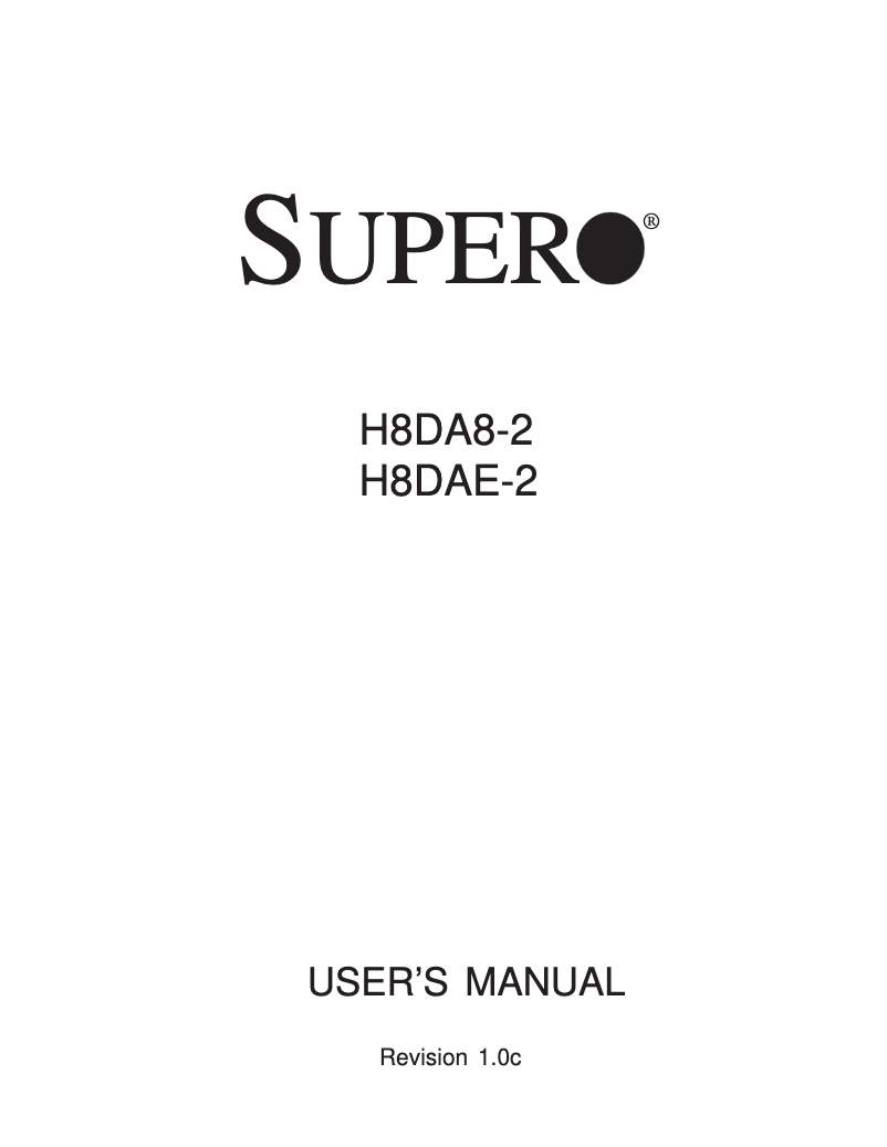 Page 1 of the manual User Manual Supermicro H8DAE-2-B