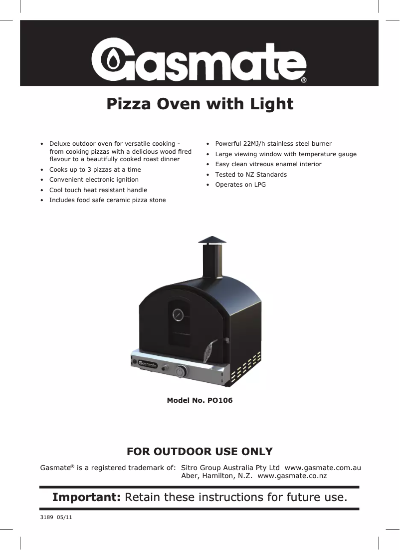 First page image of the manual for PO106