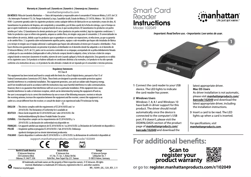 Page 1 of the manual User Manual Manhattan 102049