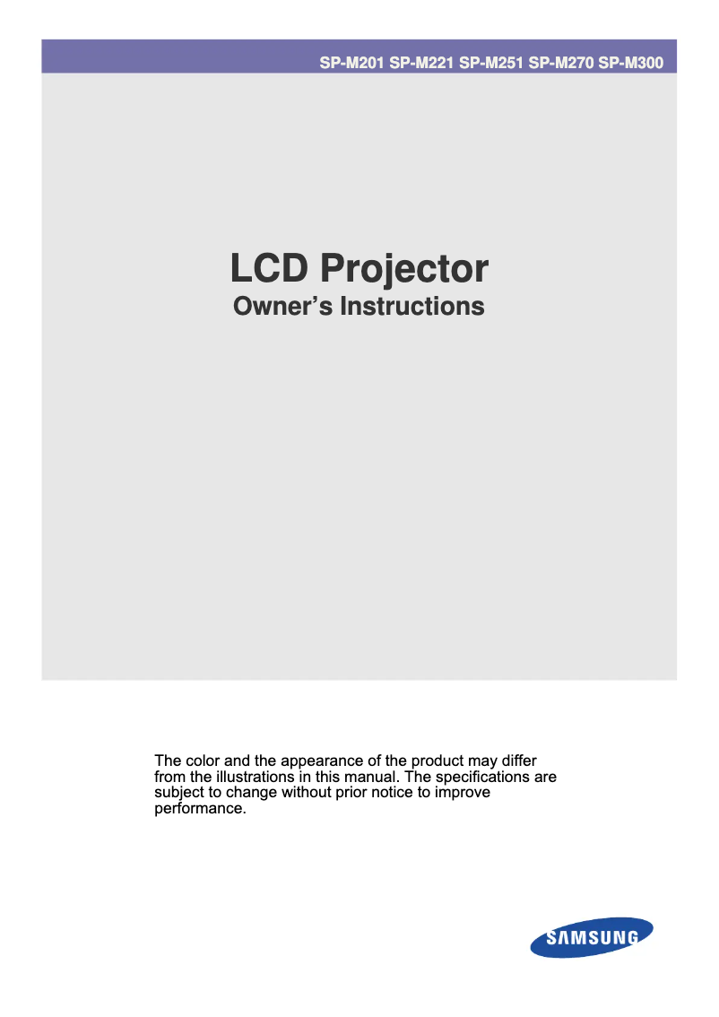 First page image of the manual for SP-M221