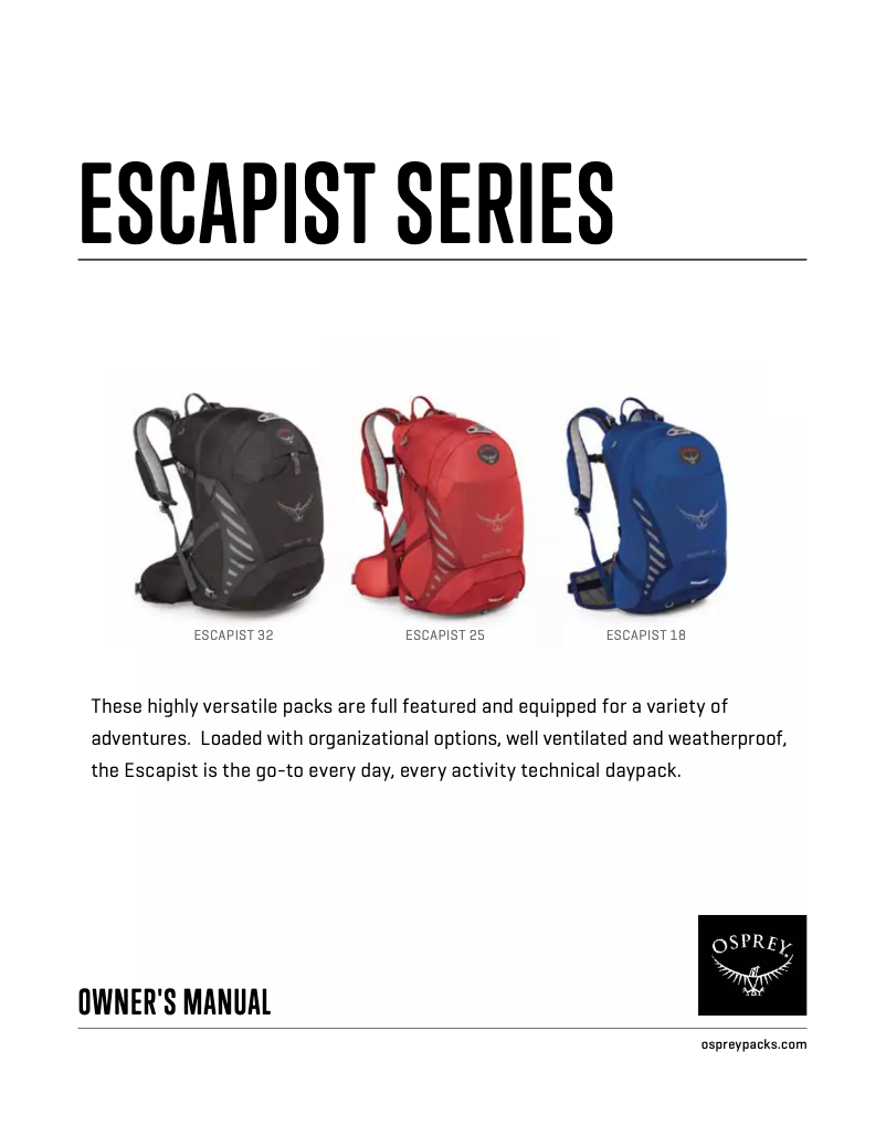 First page image of the manual for Escapist 32