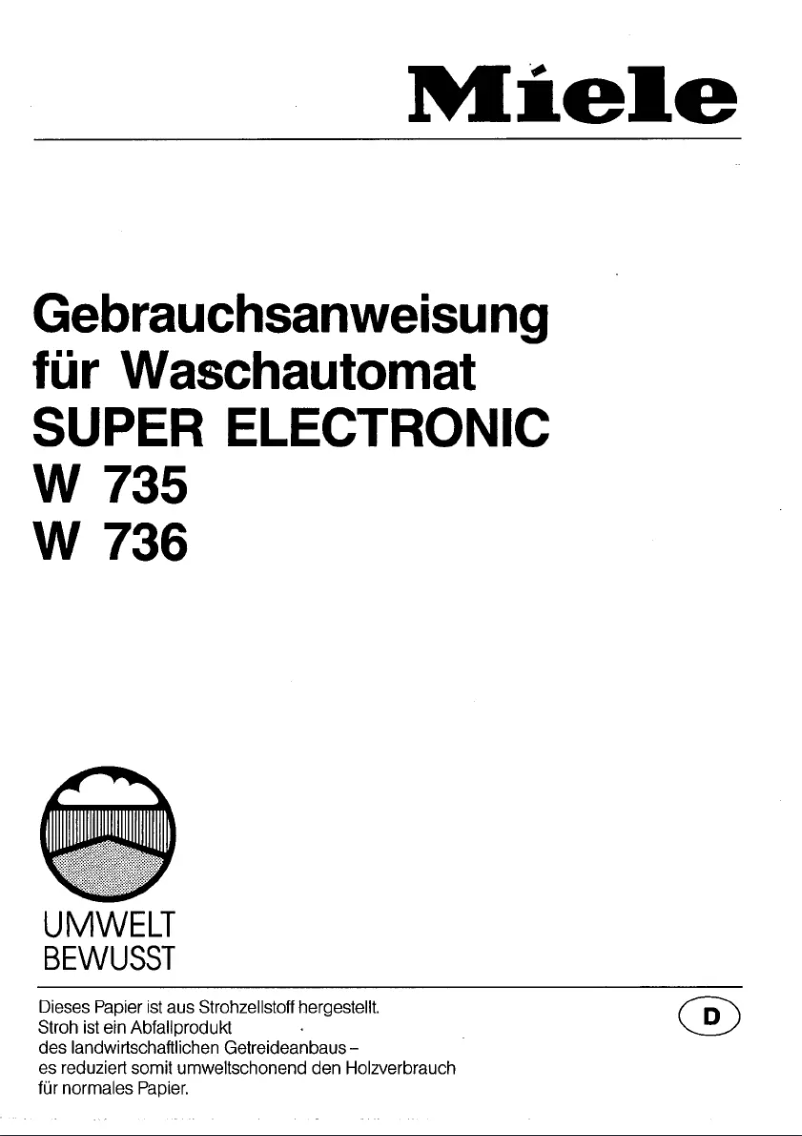 First page image of the manual for Super Electronic W 735