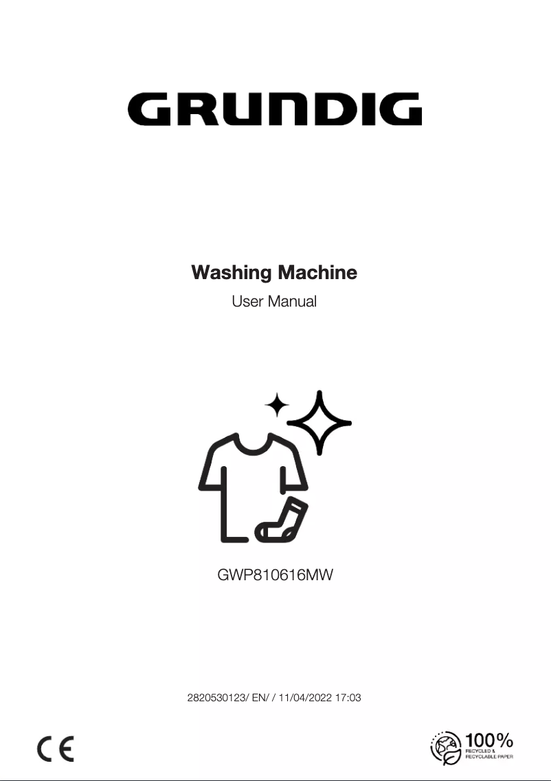 First page image of the manual for GWP810616MW